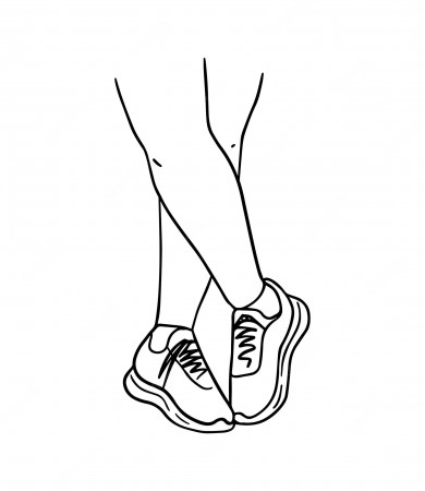 Premium Vector | Legs of a man in sneakers doodle linear cartoon coloring  book