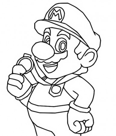 Coloring page Mario and Sonic at the Olympic Games Tokyo 2020 : Gold Medal  - Mario 12