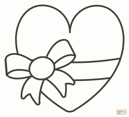 Heart with Ribbon coloring page | Free Printable Coloring Pages