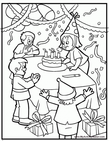 Download or print this amazing coloring page: Birthday Party Coloring Pages  | Happy birthday coloring pages, Birthday coloring pages, Detailed coloring  pages
