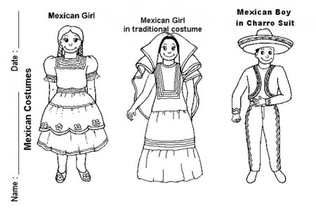 Mexican Costume for Cinco de Mayo at Mexican Fiesta Coloring Page ...