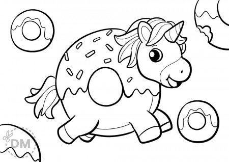 Sweet Unicorn Donut Coloring Page for ...