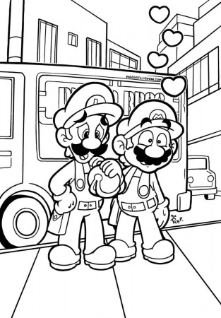 Animated Luigi and Mario coloring page ...