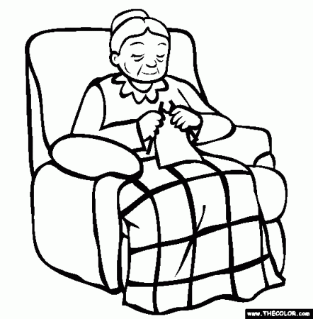 Reclining Grandma Online Coloring Page