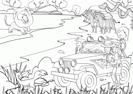 Simple Free Coloring Pages Of Safari Animals - Widetheme