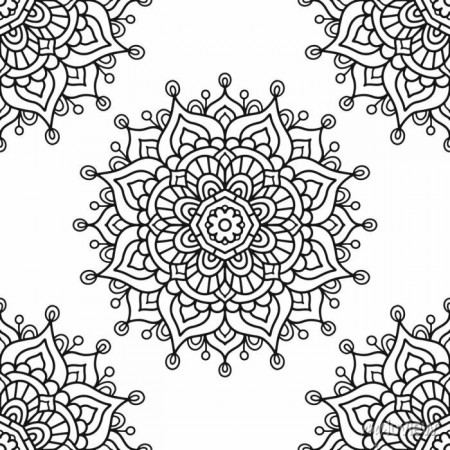 Mandala. coloring page. vector seamless pattern with ethnic tribal wall  mural • murals dot, template, old | myloview.com