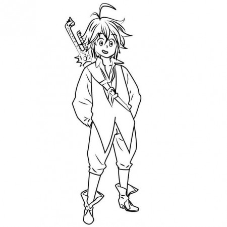 meliodas smiling Coloring Page - Anime Coloring Pages