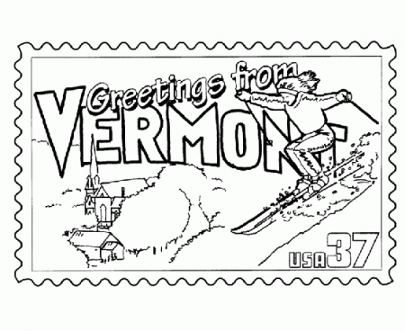USA-Printables: Vermont State Stamp - US States Coloring Pages