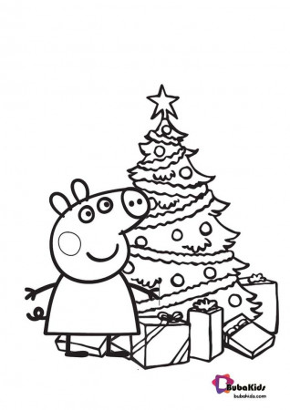 Peppa Pig and Christmas Tree Coloring Page For Kids | Peppa pig coloring  pages, Christmas tree coloring page, Free christmas coloring pages