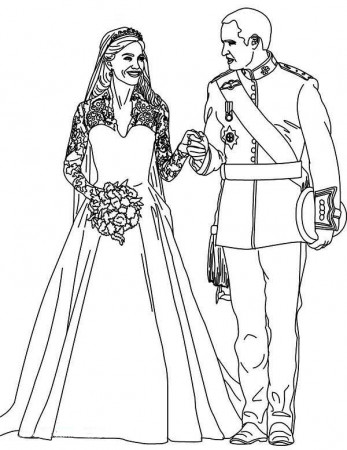 Prince And Princess Royal Wedding Coloring Page : Coloring Sun