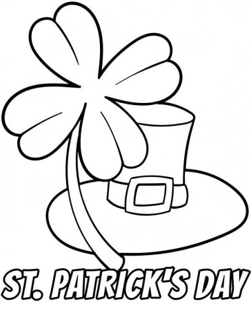 St Patrick Day shamrock & hat coloring page - Topcoloringpages.net