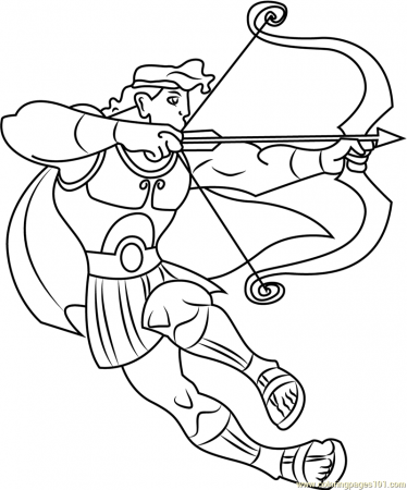 Hercules Ready to Fight with Bow and Arrow Coloring Page - Free ...