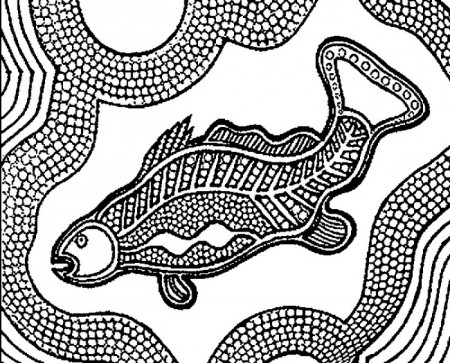Art Therapy coloring page Aboriginal art : Fish 10