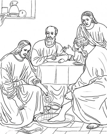 Jesus Washing The Disciples Feet Coloring Page : Coloring Sun