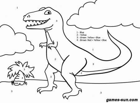 Dinosaur Color By Number - Coloring Pages for Kids and for Adults