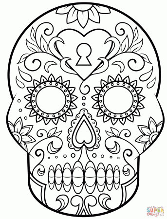 Day Of The Coloring Sheets Free Pages Skulls With Roses Clip Art –  Approachingtheelephant