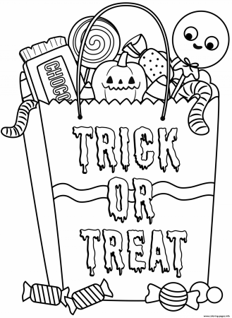 Halloween Candy Bag With Treats Coloring Pages Printable