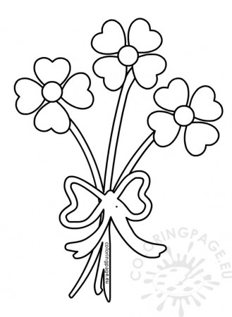 Valentine's Day coloring page Hearts Flower Bouquet – Coloring Page