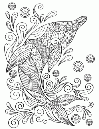 Printable Dolphin Mandala Adult Coloring Page