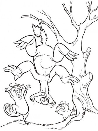 Sid Hanging on Tree Using His Tail in Ice Age Coloring Pages ...