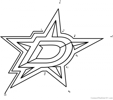 Dallas Stars Logo dot to dot printable worksheet - Connect The Dots