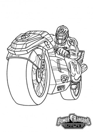 Power Rangers SPD on Super Cool Motorcycle Coloring Page: Power ...