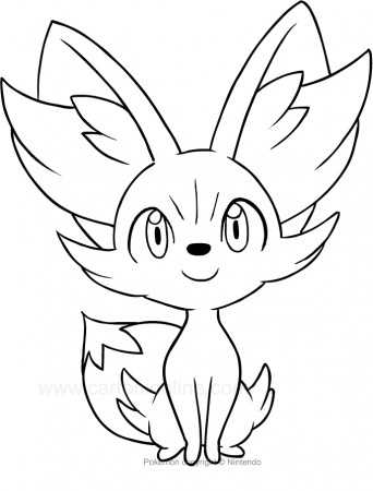 Drawing Fennekin of the Pokemon coloring page