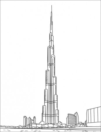 Burj Khalifa in Dubai Coloring Page - Free Printable Coloring Pages for Kids