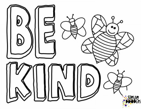 6 Free Printable Be Kind Coloring Pages With Bees over 1000 free pages at  Stevie Doodes | Bee coloring pages, Free coloring pages, Coloring pages