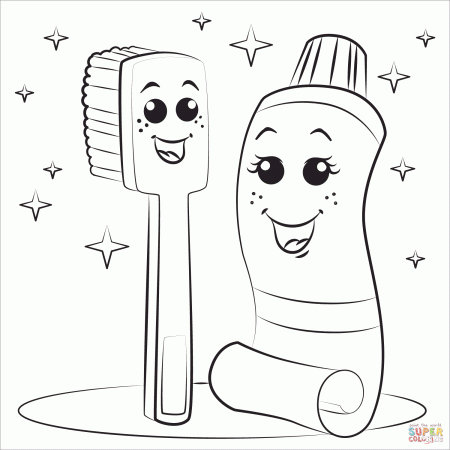 Toothbrush and Toothpaste coloring page | Free Printable Coloring Pages