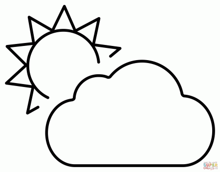 Sun Behind Cloud Emoji coloring page | Free Printable Coloring Pages