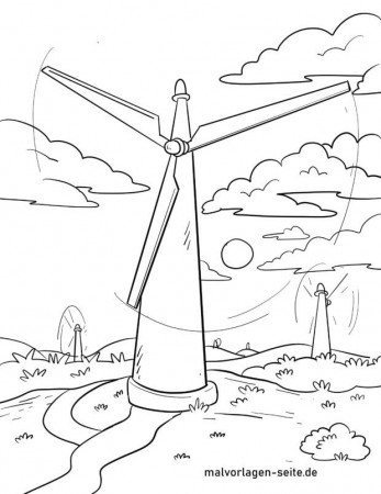 Coloring page wind turbine Energy environmental protection - Free coloring  pages