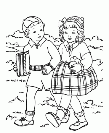BlueBonkers: Kids Coloring Pages - walking to school together ...