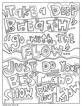 Testing Encouragement Coloring Pages. Classroom Doodles from Doodle Art  Alley | Testing encouragement, Quote coloring pages, Color quotes