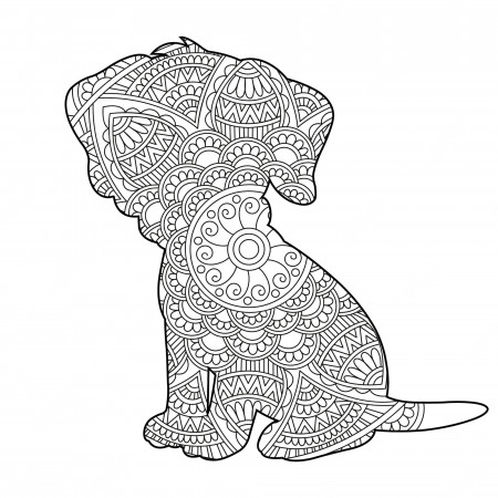 Premium Vector | Zentangle dog mandala coloring page for adults christmas  dog and floral animal coloring book antistr