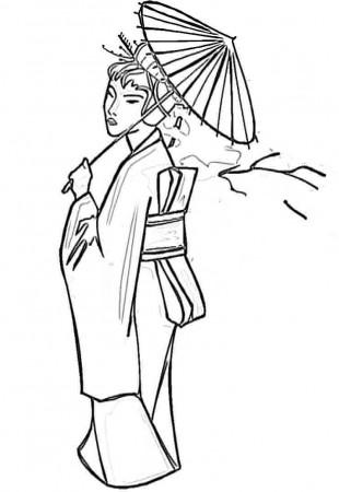 Japanese Lady Coloring Page - Free Printable Coloring Pages for Kids