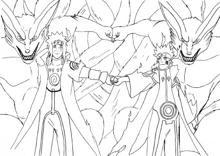 Coloring Pages Minato Naruto and Kurama Print Free