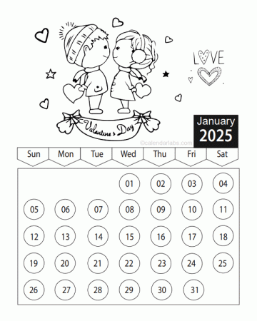 Valentines Day 2025 Coloring Calendar ...