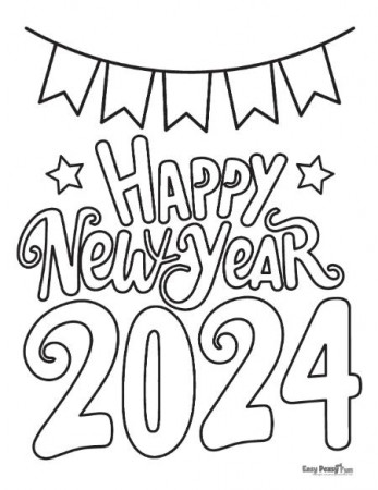 Happy New Year Coloring Pages (2024) - Lots of Free Sheets - Easy Peasy and  Fun