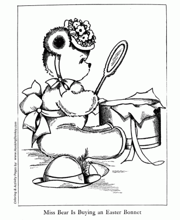 Teddy Bear Coloring Pages | Free Printable Easter Bonnet Teddy Bear Coloring  activity Pages for Pre-K and Primary Kids | HonkingDonkey