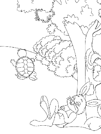 Coloring Pages - The Hare and the Tortoise