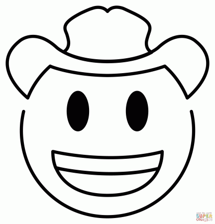 Cowboy Hat Face Emoji coloring page | Free Printable Coloring Pages