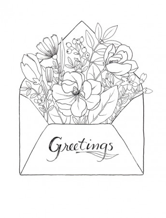 Floral Envelope – Coloring Page