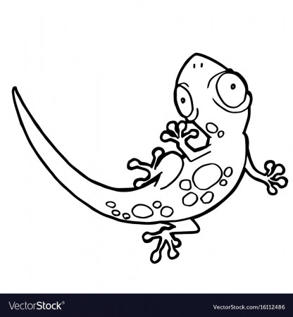 Cartoon cute gecko coloring page Royalty Free Vector Image