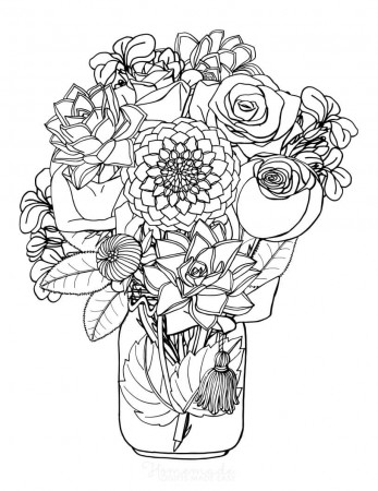 31 Printable Flower Coloring Pages for Adults - Happier Human