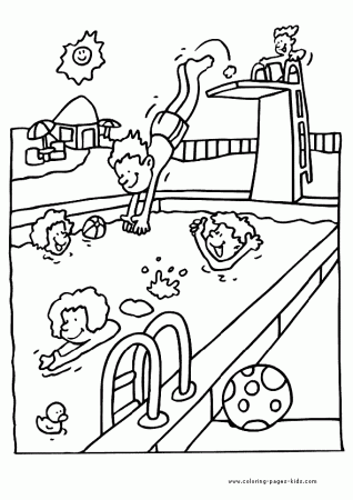 Swimming Pool - Coloring Pages for Kids and for Adults