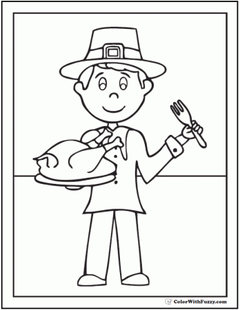 Pilgrim Coloring Pages ✨ Thanksgiving Turkey Dinner