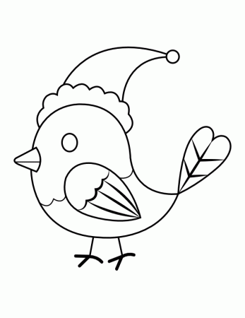 Printable Christmas Bird Coloring Page