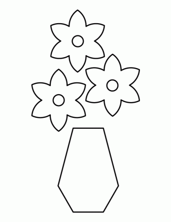 Printable Easy Flower Vase Coloring Page