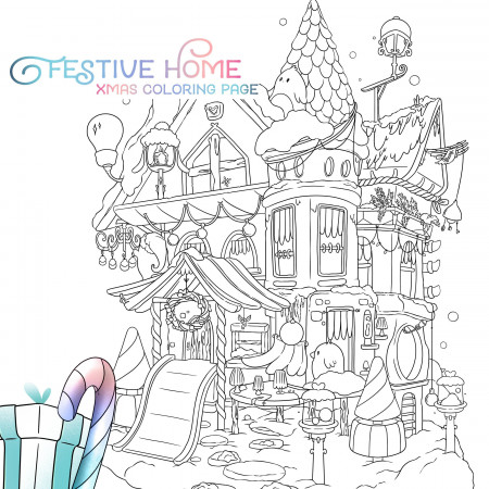 Christmas Coloring Page / Festive Home Decorating Cute Winter - Etsy